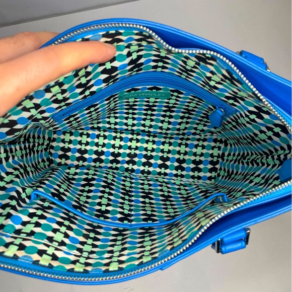 Vera Bradley Coastal Blue Leather Composition Satchel Crossbody & Shoulder Bag - Picture 11 of 14